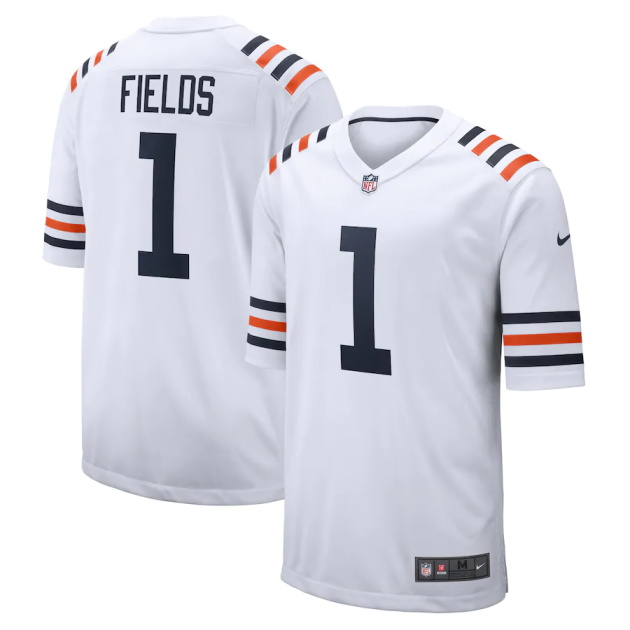 mens nike justin fields white chicago bears alternate game jersey